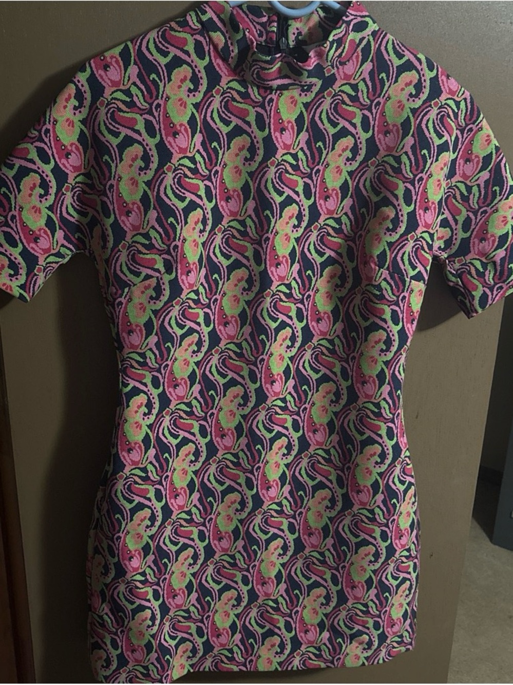 Zara Pink & Lime Green Patterned Crop Top